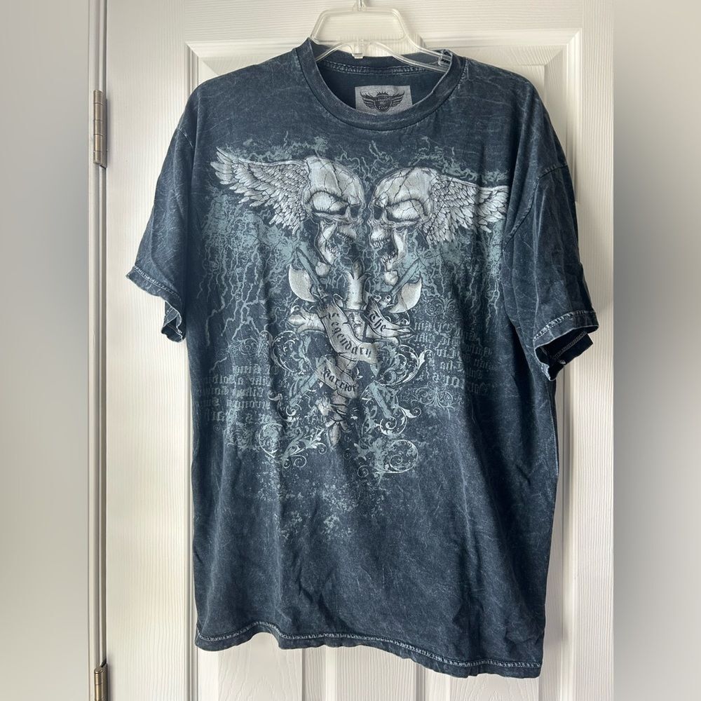 Liberated and Free Men's Gray The Legendary Warrior Graphic T-Shirt size XL